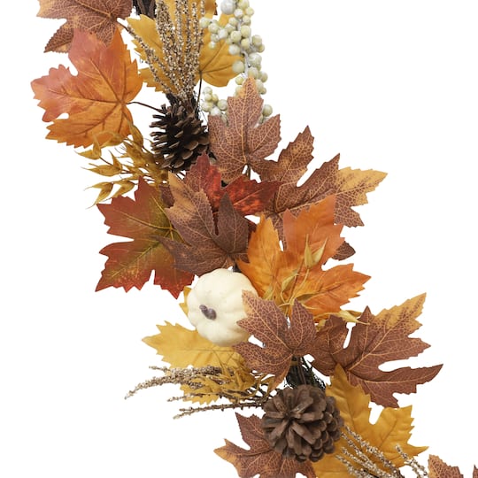 6ft. Cream & Orange Pumpkin & Maple Leaf Garland by Ashland®